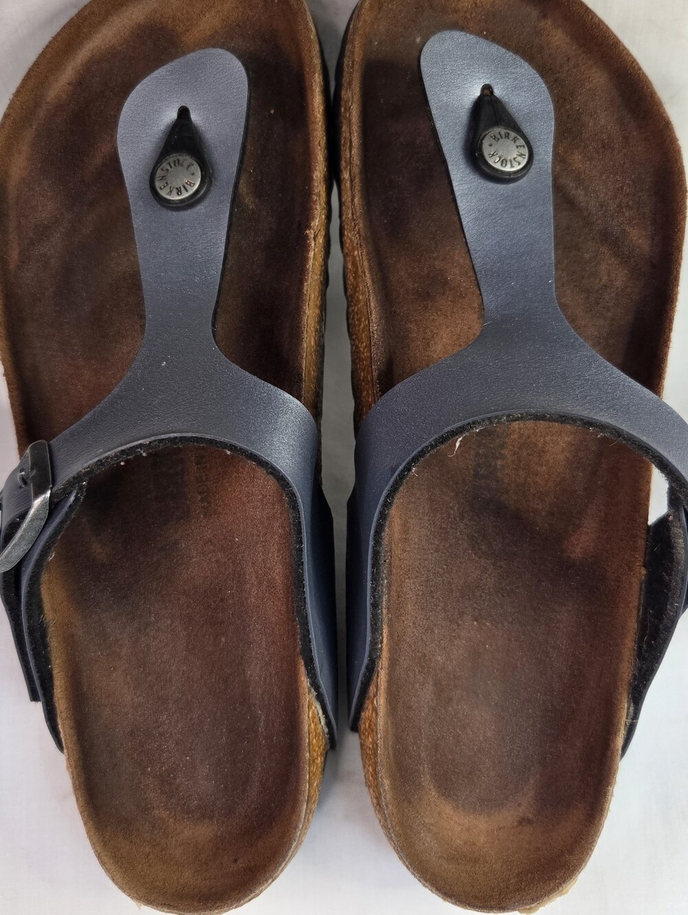 Birkenstock Gizeh Womens Sz 8.5-9 Thong T Strap Sandals Pewter Gray Metallic GUC